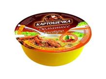 Пюре "Картошечка" с курицей и гренками/ с соусом "Барбекью"